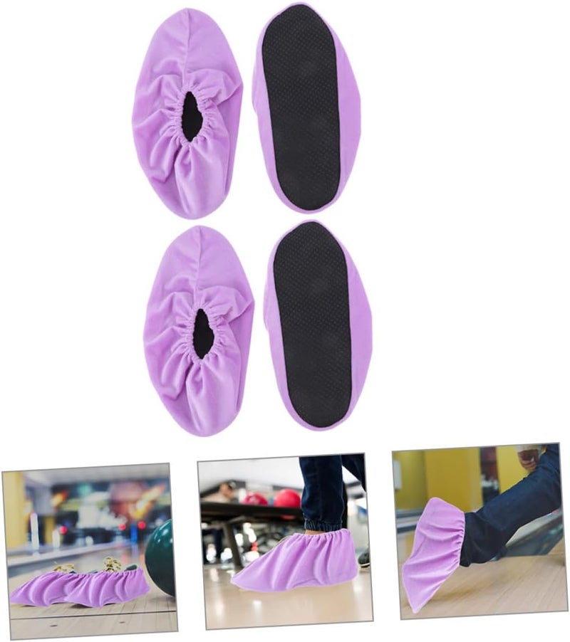 KOMBIUDA Bowling Shoe Covers for Women 2 Pairs Non-Slip Lint Material Indoor Shoe Protectors Elastic Fit Lightweight Washable Foot Covers for Bowling Practice and Sports Accessories - Image 3